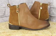 GREAT QUALITY TAN LEATHER & SUEDE CHELSEA BOOTS SIZE 6 BY OFFICE GOOD USED COND