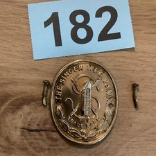 Singer Sewing  Machine Model Antique Brass Badge Colour With Rivets No Back,182