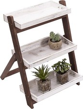 Burnt Brown Wood 3-Tier Shelf