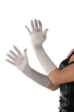 LADIES LONG WHITE RUFFLE GLOVES EVENING/FANCY DRESS - 43CM
