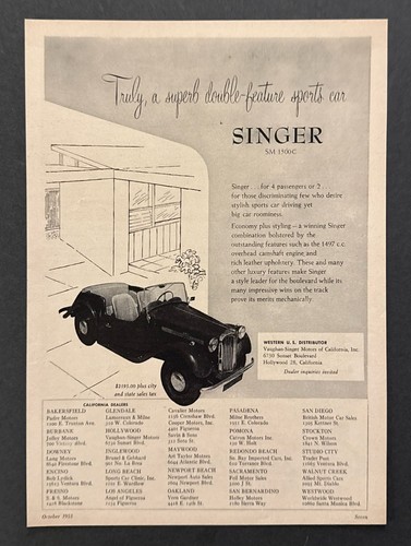 1954 singer 1500 roadster - singer, sm