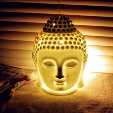 Thai Buddha Oil Burner Buddah Head Wax Melts Ornament Spa Ceramic Candle Light