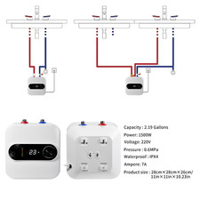 10L 1500W Electric Instant Hot Water Heater Under Sink Small Water Tank Kitchen