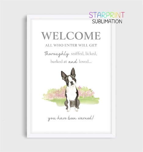 Boston terrier welcome - boston, "welcome"