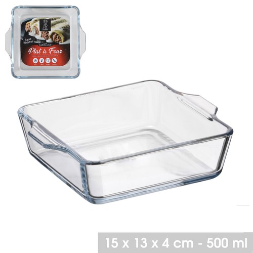 Baking dish square clear - dish, glass