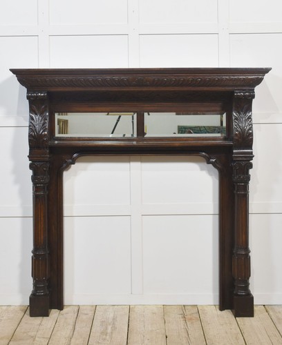 Carved oak fire surround - carved,