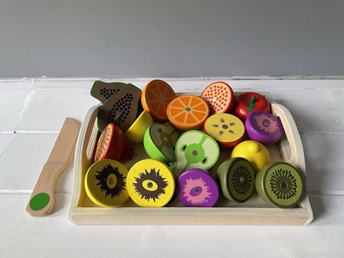 Wooden fruit cutting set - wooden,