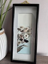 Vintage 1960 chinese diorama hummingbirds & liana chinese panel Framed Picture