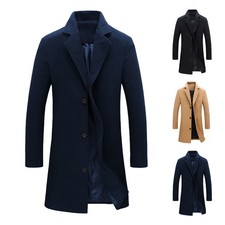 Men Overcoat Long Jacket Lapel