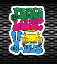 V DUB VW BUG BEETLE PEACE AND LOVE COMBI VW DUB COX HIPPIE DECAL