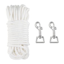 60Ft Flag Pole Halyards Rope 5/16" Thick with 2 Pcs Zinc Alloy Flagpoles Clips