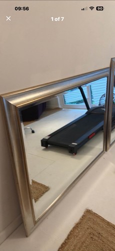 Large silver beveled mirror - silver,