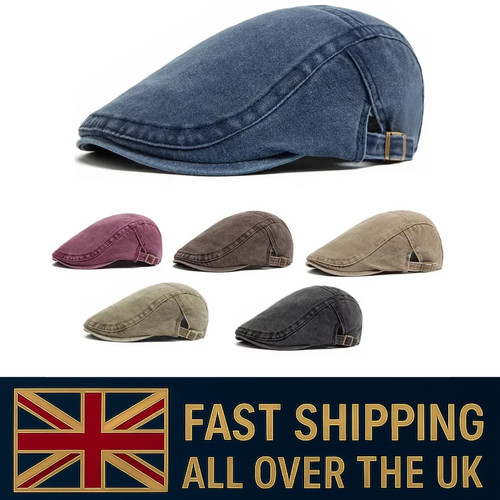 Men flat cap washed - men, newsboy
