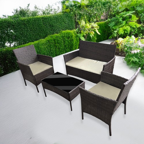 Rattan garden furniture set - garden,