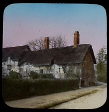 ANTIQUE JV Magic Lantern Slide ANN HATHAWAYS COTTAGE C1890 OLD PHOTO ENGLAND  
