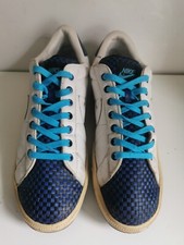NIKE TENNIS CLASSIC PREMIUM WOVEN UK 11 EU 46 MENS WHITE NAVY TRAINERS VINTAGE