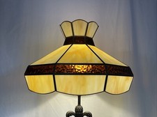 Vtg Arts Crafts Deco Mission Stained Glass Lamp Shade Caramel Amber Tiffany Styl