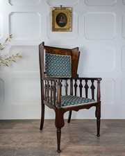 Art Nouveau Inlaid Mahogany Wingback Armchair - Poss Attrib: Shapland & Petter