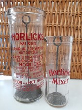 Horlicks Vintage (50's) Glass Mixer Jars:  Pair with Metal Paddles Kitchenalia