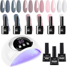 Gel Nail Kit 6 Colors Gel Nail Polishes Set with 54W UV Lamp for Gel Nails,