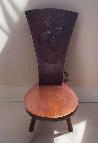Child low chair carved - child’s,