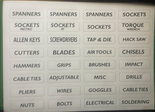 Toolbox label stickers - toolbox,