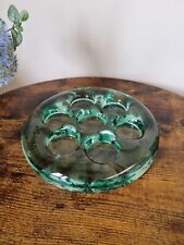 Vintage Slumped Glass Aqua Tint Heavy 7 Tealight Holder
