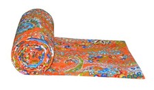 Twin Vintage Quilt Bed Runner Kantha Paisley Bedspread Cotton Hippie Blanket