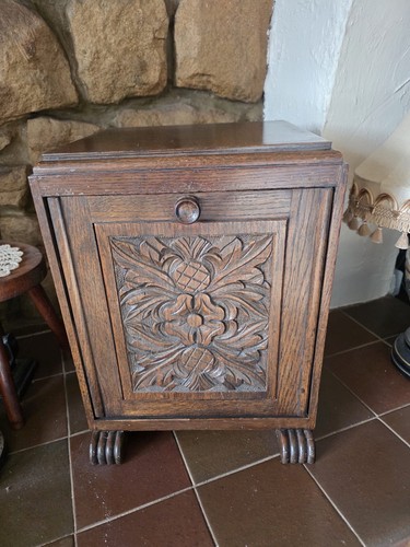 Edwardian carved oak coal - oak,
