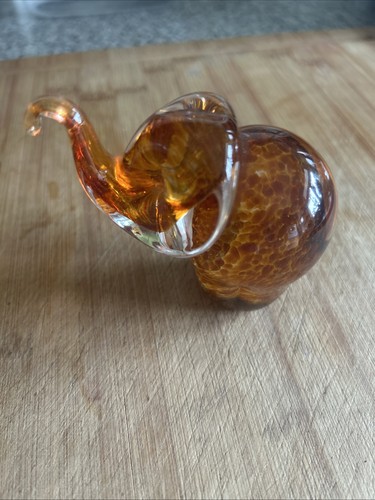 Glass elephant paperweight - glass,