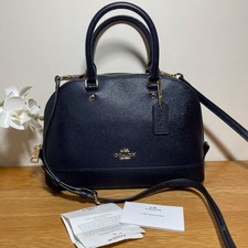 Coach Mini Sierra Midnight Navy Crossgrain Leather Cross Body Bag & Receipt