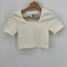 New Primark Cream White Ribbed Seamless Activewear Crop Top UK 10 S