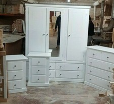 HANDMADE BEKRSHIRE (WHITE WITH SILVER HANDLES) 4 PIECE BEDROOM SET NOT FLAT-P!!!