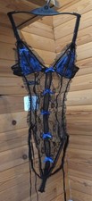 Ann Summers Beau Peep Body - Black & Blue Lace - Peep Hole - Large!