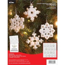 Bucilla Felt Ornament Applique Kit 16pcs - Elegant Christmas Snowflakes