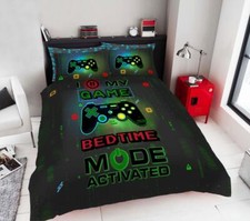 Duvet sets black gaming quilt cover pillow case boys computer game neon bedding 