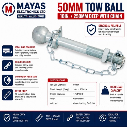 50mm tow ball with threaded - ball,