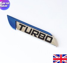 1x Blue & Chrome Turbo Badge