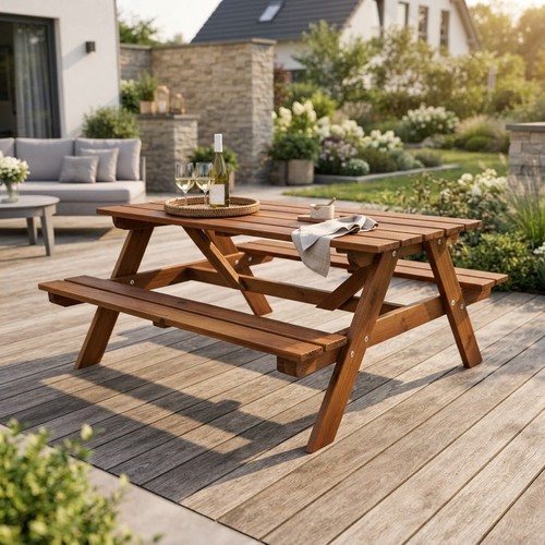 Sturdy outdoor wooden picnic - outdoor,