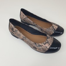 Clarks Atomic Haze Ballet Shoes Womens UK 5.5D Beige Snake Print Slip On