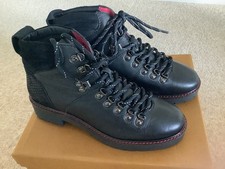 White Stuff Black Leather Etta Chunky Lace Up Hiker Boots Size 7