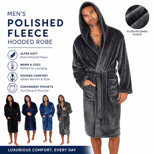 Men fleece dressing gown - fleece,