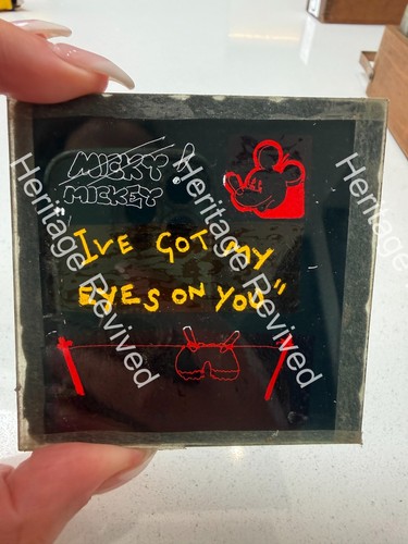 Antique glass painted - glass, slide