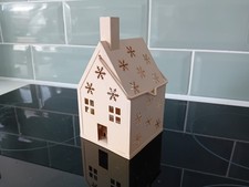 PRETTY ITEM...LANTERN STYLE..CANDLE HOLDER...BEIGE..METAL..TEA LIGHT...STARS.