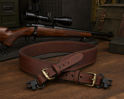 Brown genuine leather plain - brown,