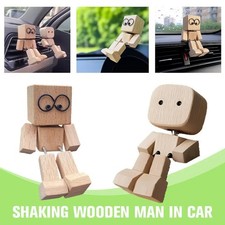 Shaking Wooden Man Figure Desktop Decorate Car Dashboard Creative Ornament Gift
