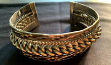 Rare Egyptian Silver Twist Rope Bedouin Heavy 800 Solid Silver Cuff Bracelet VGC