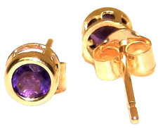 9ct yellow gold amethyst stud