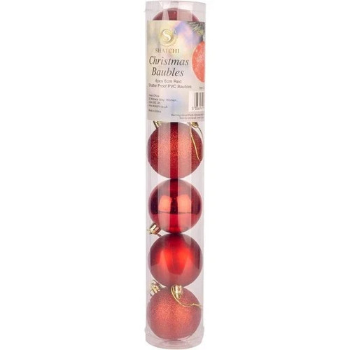 Pack red christmas baubles - red,