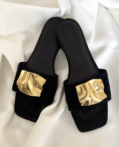Suede leather gold plate - /,